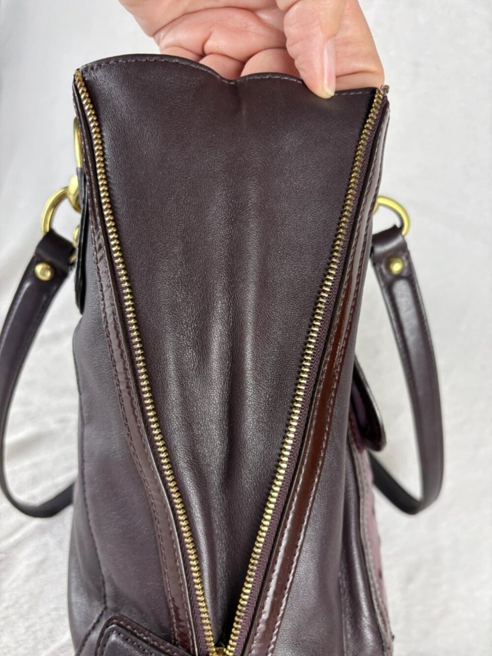 Coach Kristin Spectator Zip Tote in Eggplant/Ostrich Embossed and Patent Leather - Picture 6 of 16